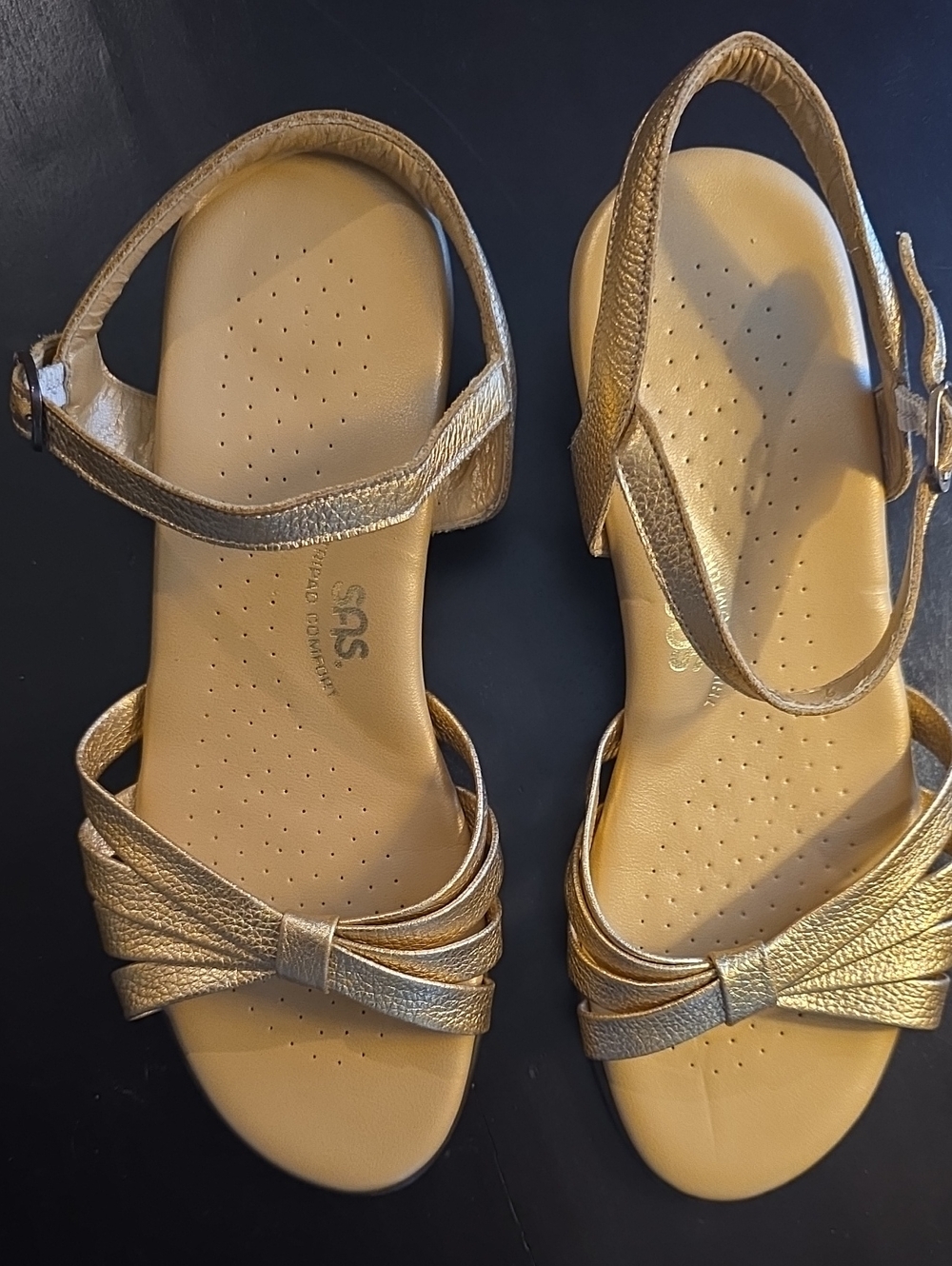 SAS Gold Strappy Comfort Sandals